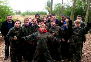 Group of children getting ready for a game of Low Impact Paintball